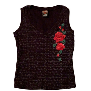 Harley Davidson rose print tank top